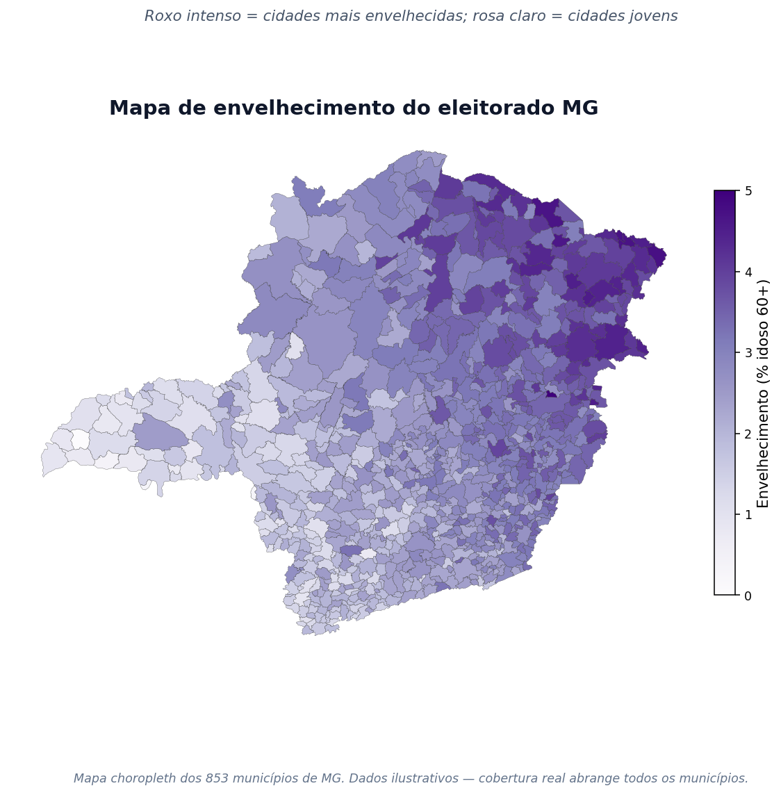 Mapa MG envelhecimento